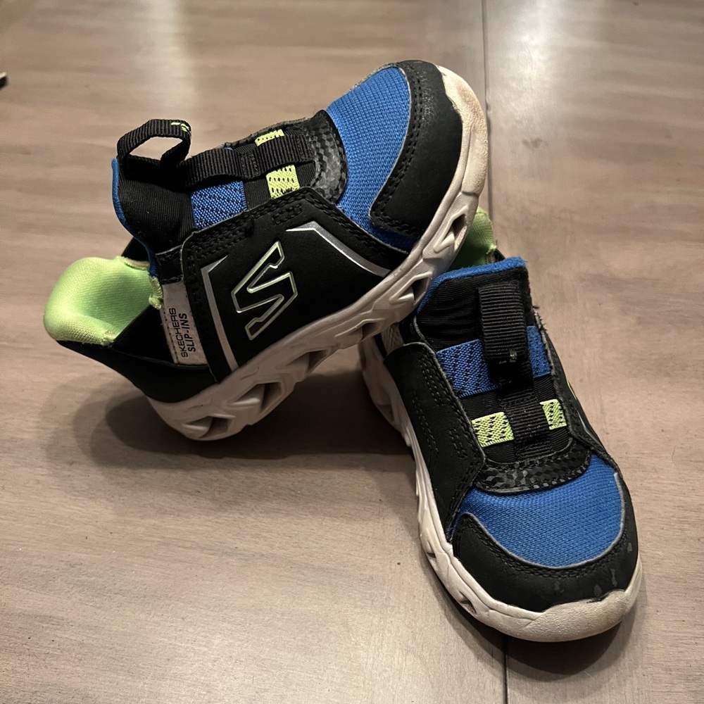 Sketchers slip ins boys Blue and Yellow light up sneakers 9c NO BOX B1G1 50% off